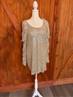 Gold Sequin Long Sleeve Tunic